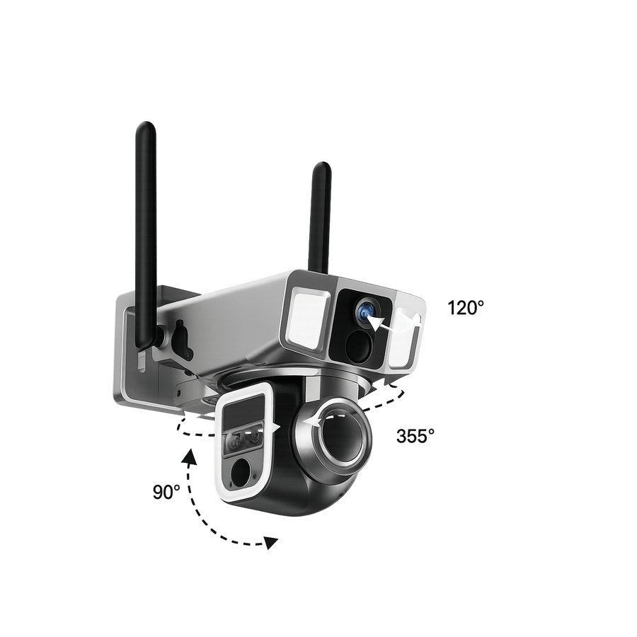 NUM'AXES CAM1200 pööratav 4G- ja WiFi-valvekaamera päikesepaneeliga