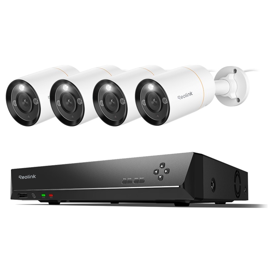 Reolink RLK8-1200B4-A valvekomplekt: 8-kanaliline salvesti + 4 kaamerat, 12 MP