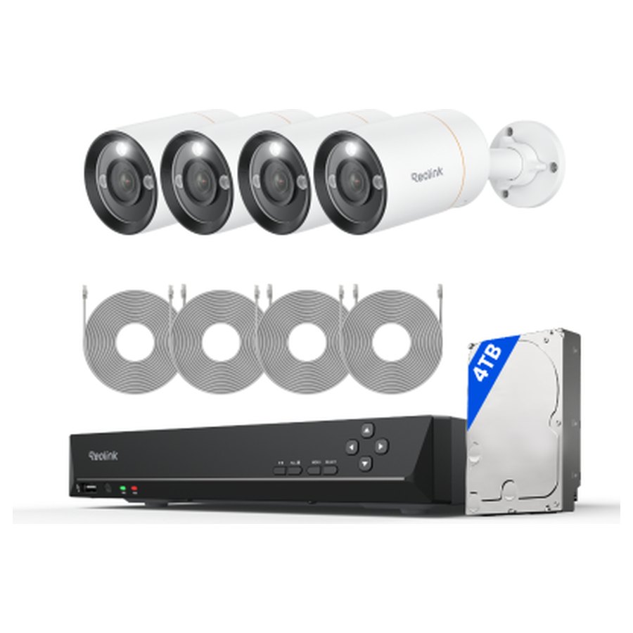 Reolink RLK8-1200B4-A valvekomplekt: 8-kanaliline salvesti + 4 kaamerat, 12 MP