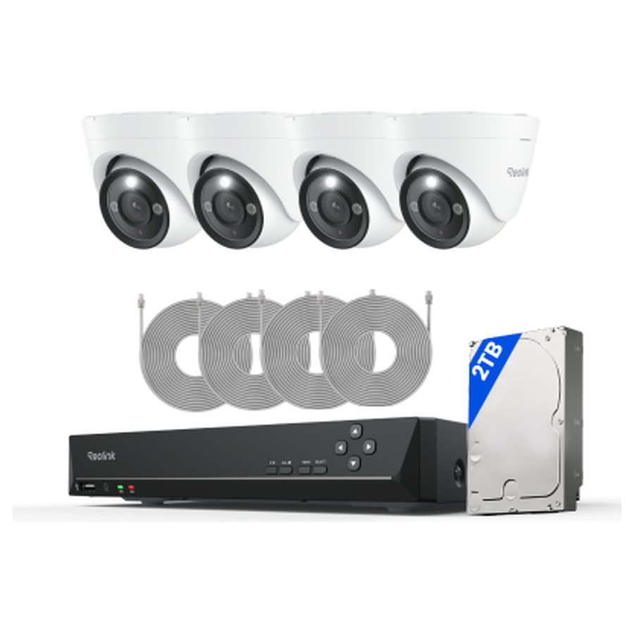 Reolink RLK8-1200D4-A valvekomplekt: 8-kanaliline salvesti + 4 kuppelkaamerat, 12 MP