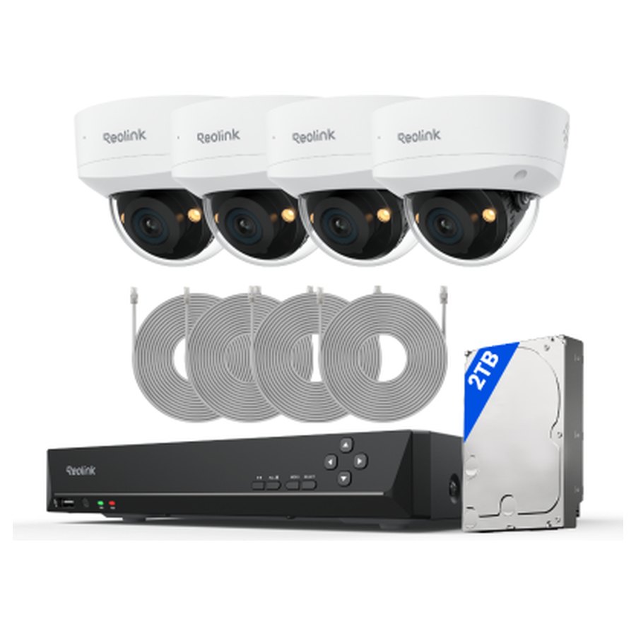 Reolink RLK8-1200V4 valvekomplekt: 8-kanaliline salvesti + 4 kuppelkaamerat, 12 MP