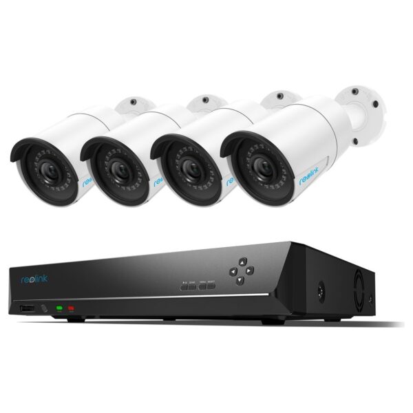 Reolink RLK8-410B4 valvekomplekt: 8-kanaliline salvesti + 4 kaamerat, 5 MP