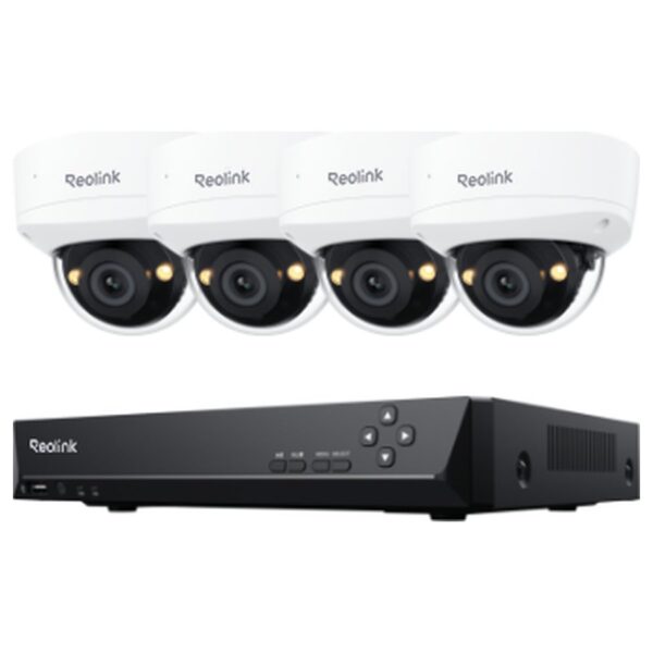 Reolink RLK8-500V4 valvekomplekt: 8-kanaliline salvesti + 4 kuppelkaamerat, 5 MP