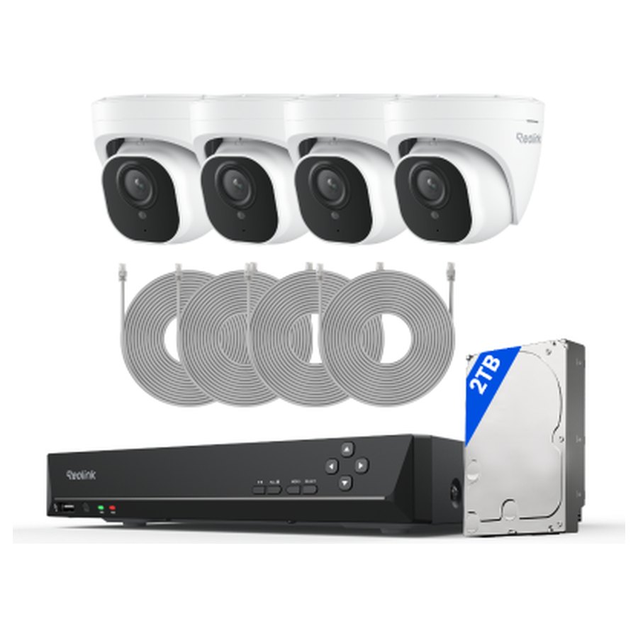 Reolink RLK8-520D4 valvekomplekt: 8-kanaliline salvesti + 4 kuppelkaamerat, 5 MP