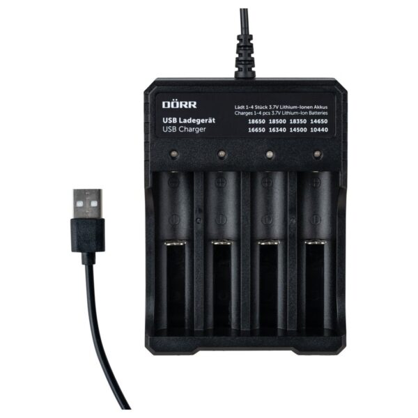 DÖRR USB-laadija 18650 akudele, 4 pesa
