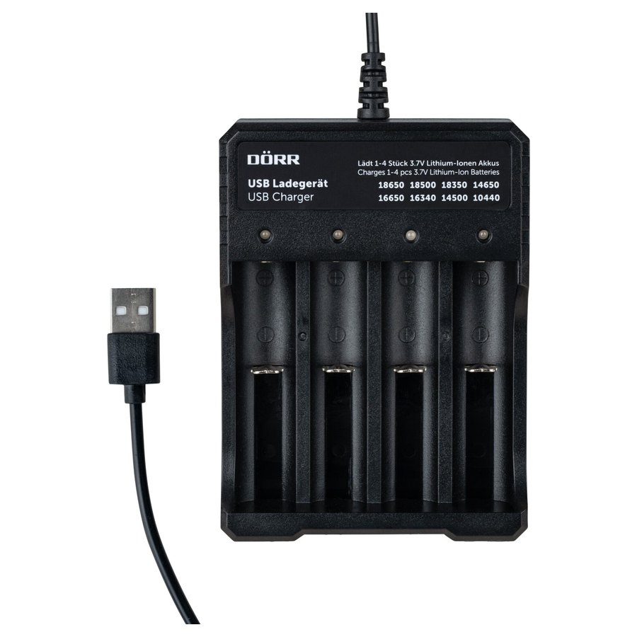 DÖRR USB-laadija 18650 akudele, 4 pesa