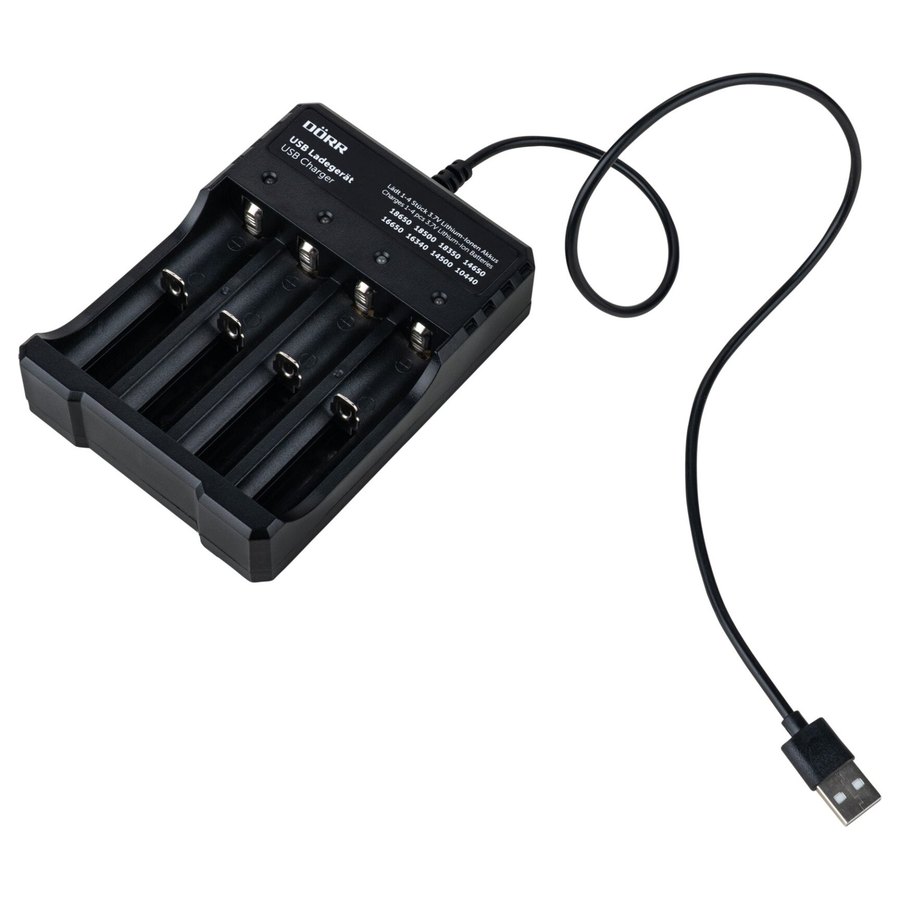 DÖRR USB-laadija 18650 akudele, 4 pesa