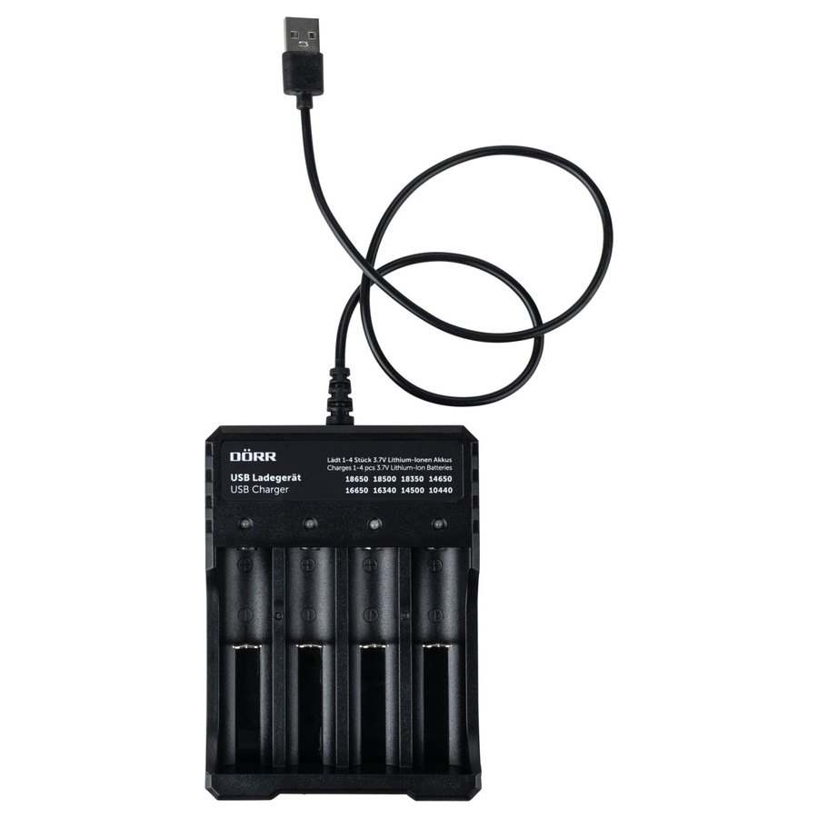 DÖRR USB-laadija 18650 akudele, 4 pesa
