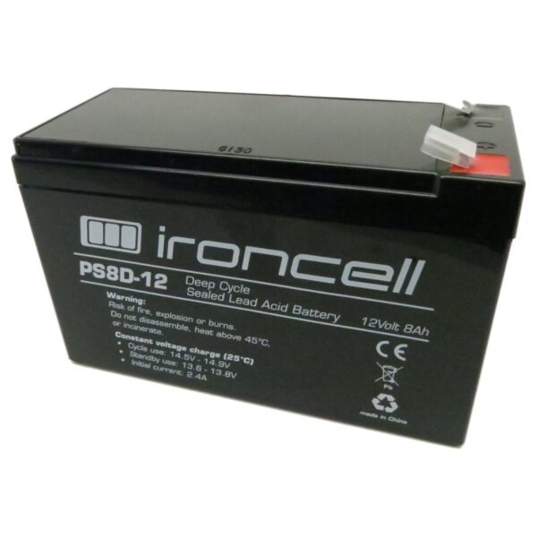 Ironcell Deep Cycle AGM pliiaku 12V/8Ah rajakaameratele