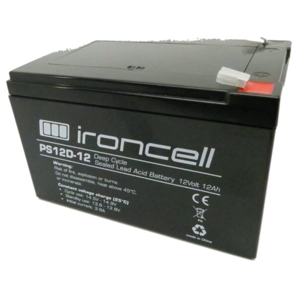 Ironcell Deep Cycle AGM pliiaku 12V/12Ah rajakaameratele